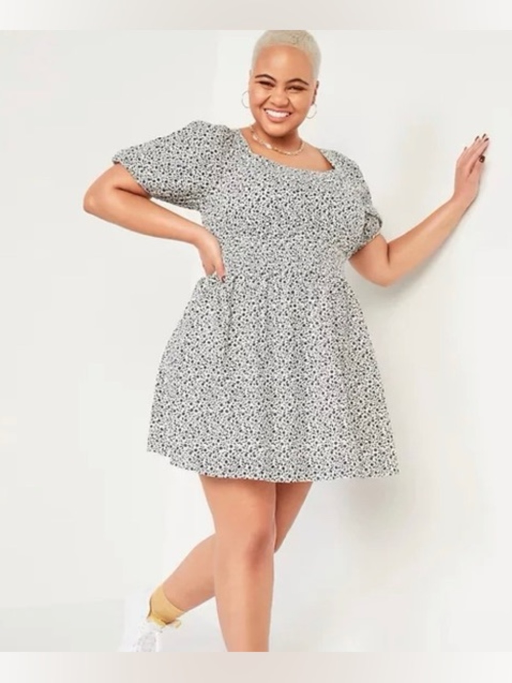 NWT Old Navy Floral Puff Sleeve Smocked Waist Mini Dress 2X